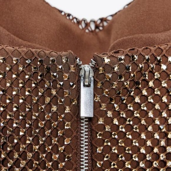 ZARA DRAPED RHINESTONE TOP - Picture 6 of 6